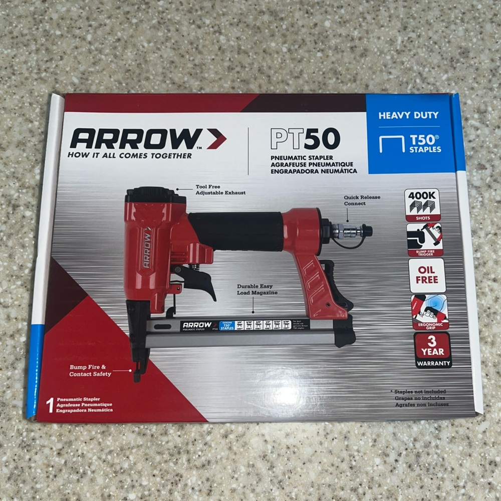 Arrow PT50 Pneumatic Staple Gun - Red and Black